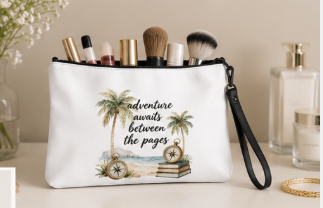 Adventure Awaits Between the Pages Wristlet Pouch