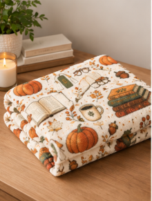 Bookish Autumn Throw Blanket