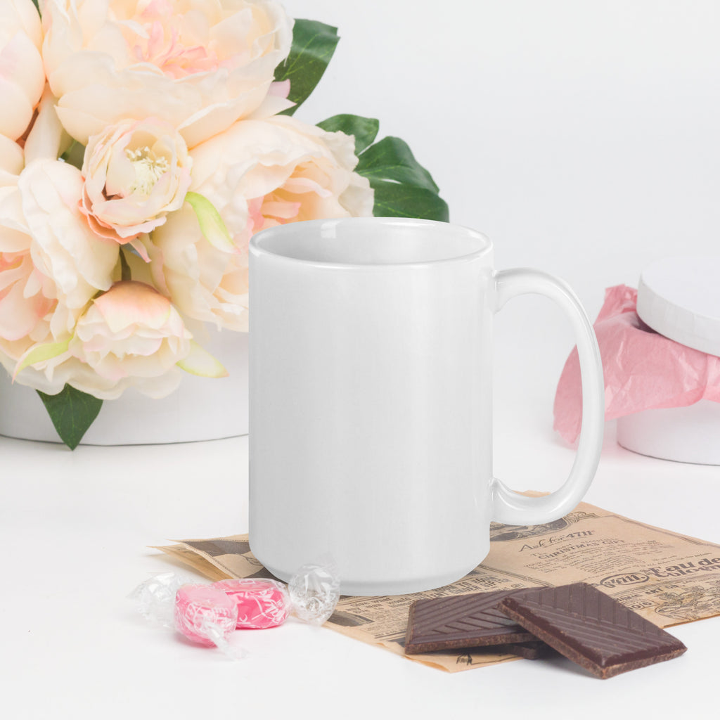 White mug side view, smooth blank surface